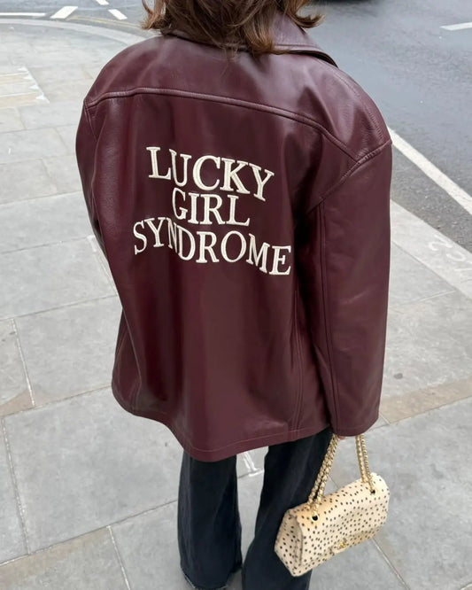 Lucky Girl Syndrome lambskin leather jacket